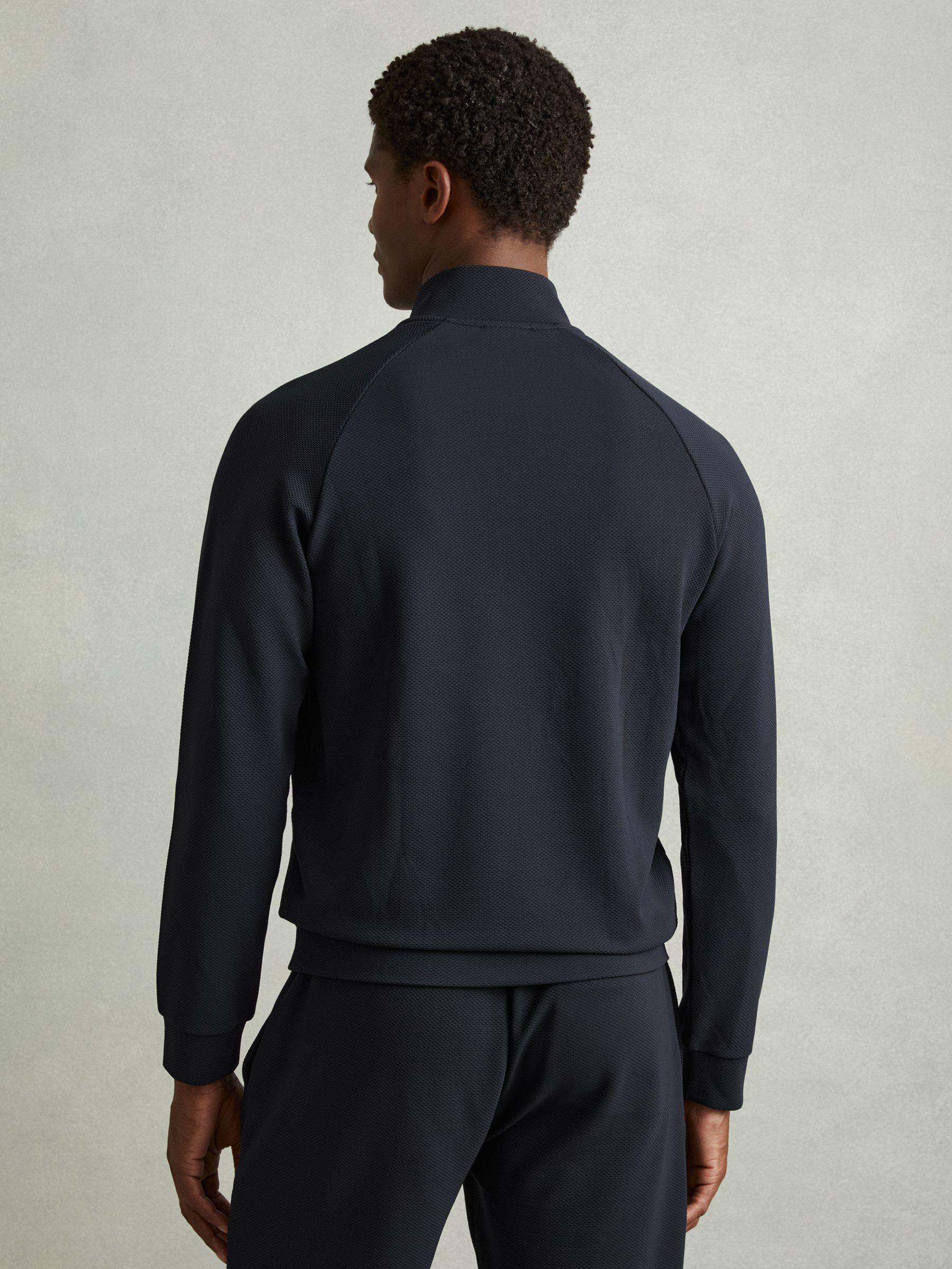 Textured Half-Zip Funnel-Neck Sweatshirt in Navy Product Image