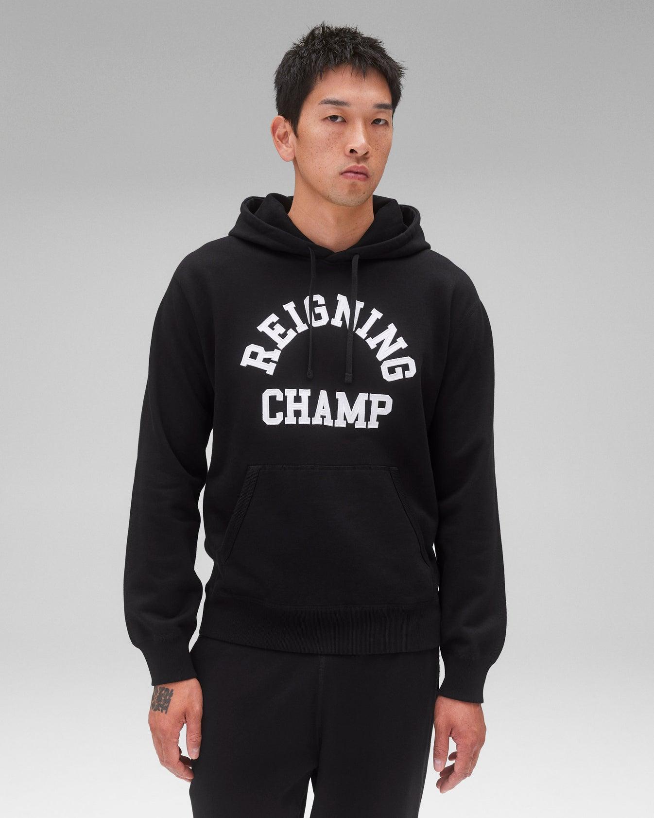 Reigning Champ Midweight Terry Arch Logo Hoodie in Black Product Image