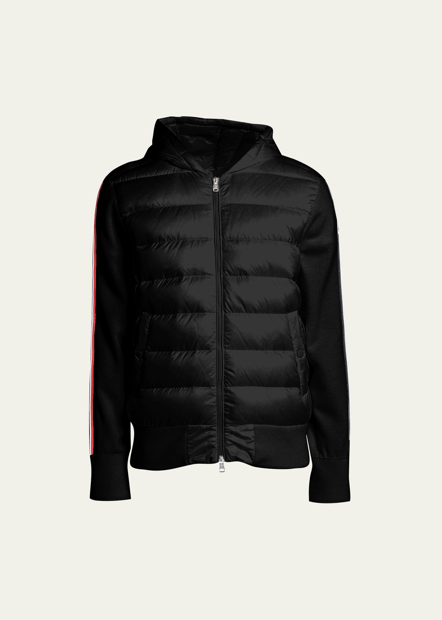 Mens Puffer Body Knit-Sleeve Hooded Jacket Product Image