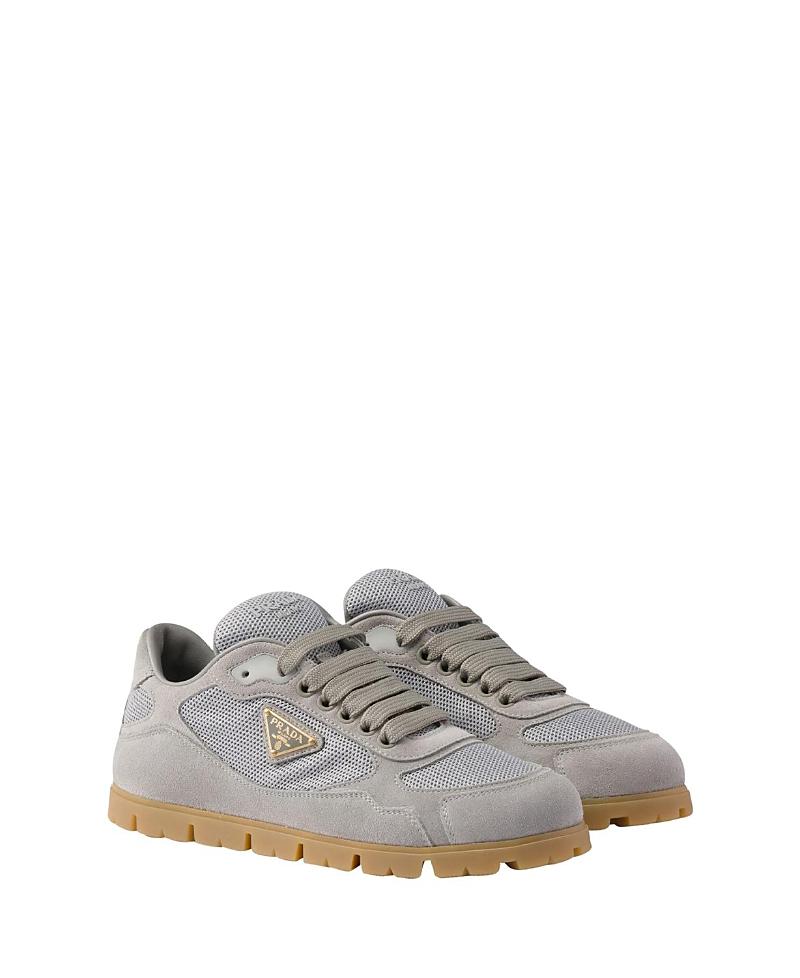 Prada Womens Trail Mesh Fabric and Suede Sneakers Product Image