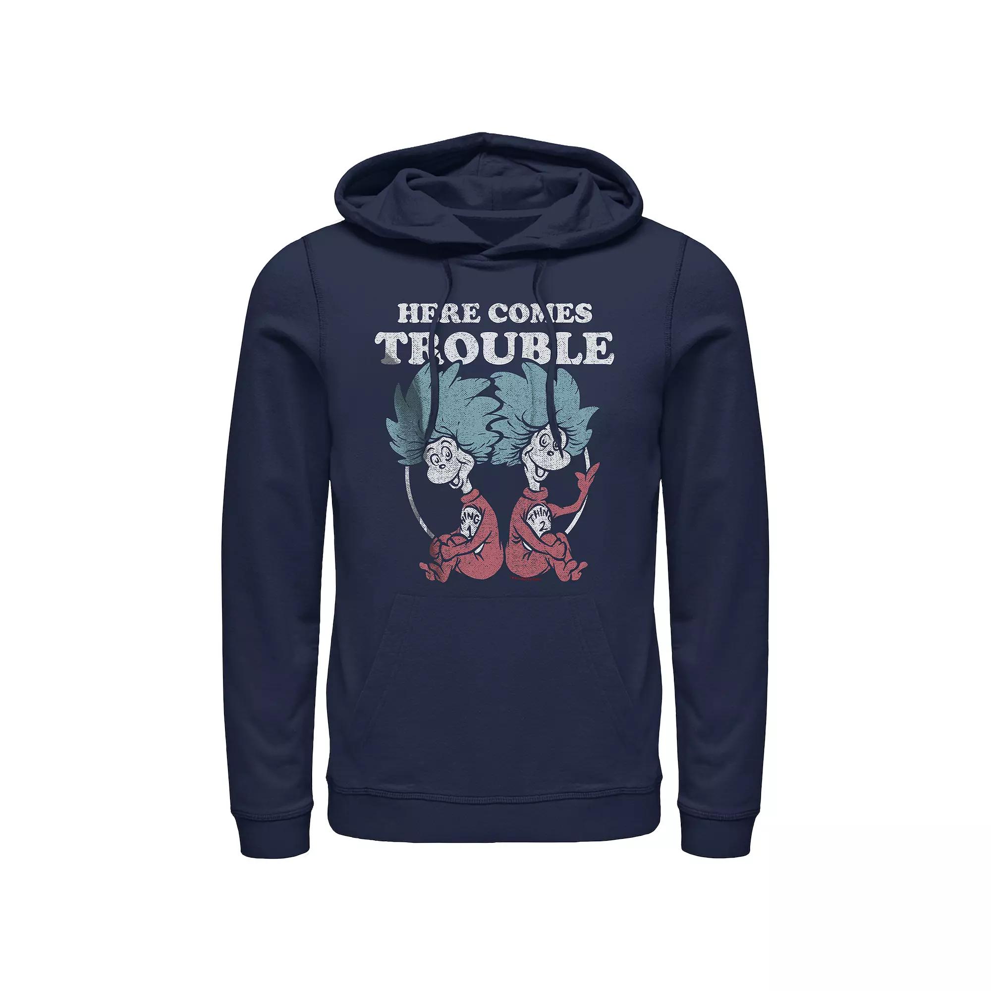 Men's Dr. Seuss Thing 1 And Thing 2 Here Comes Trouble Graphic Hoodie,  Product Image