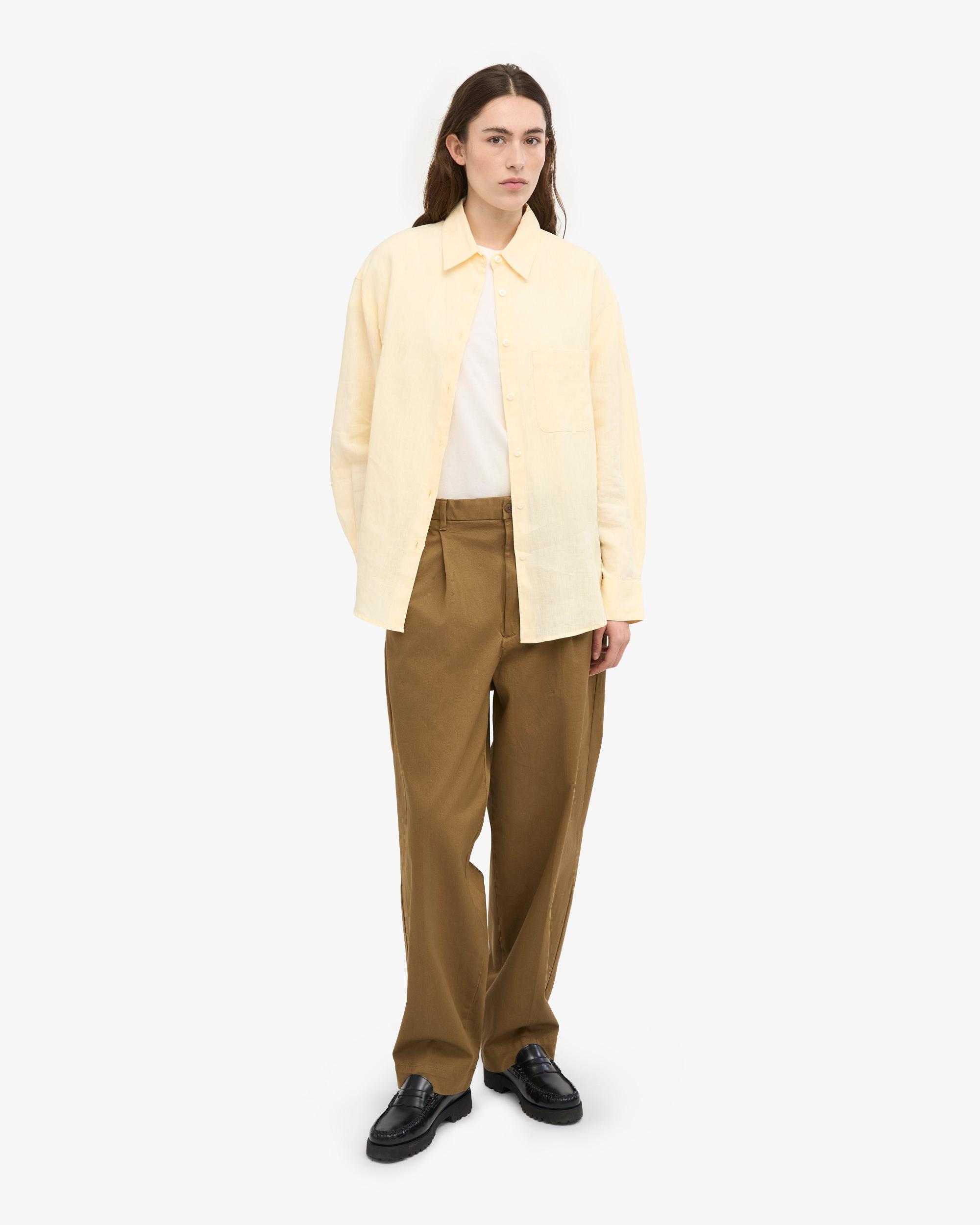 Linen Oversized Shirt - Soft Yellow Product Image