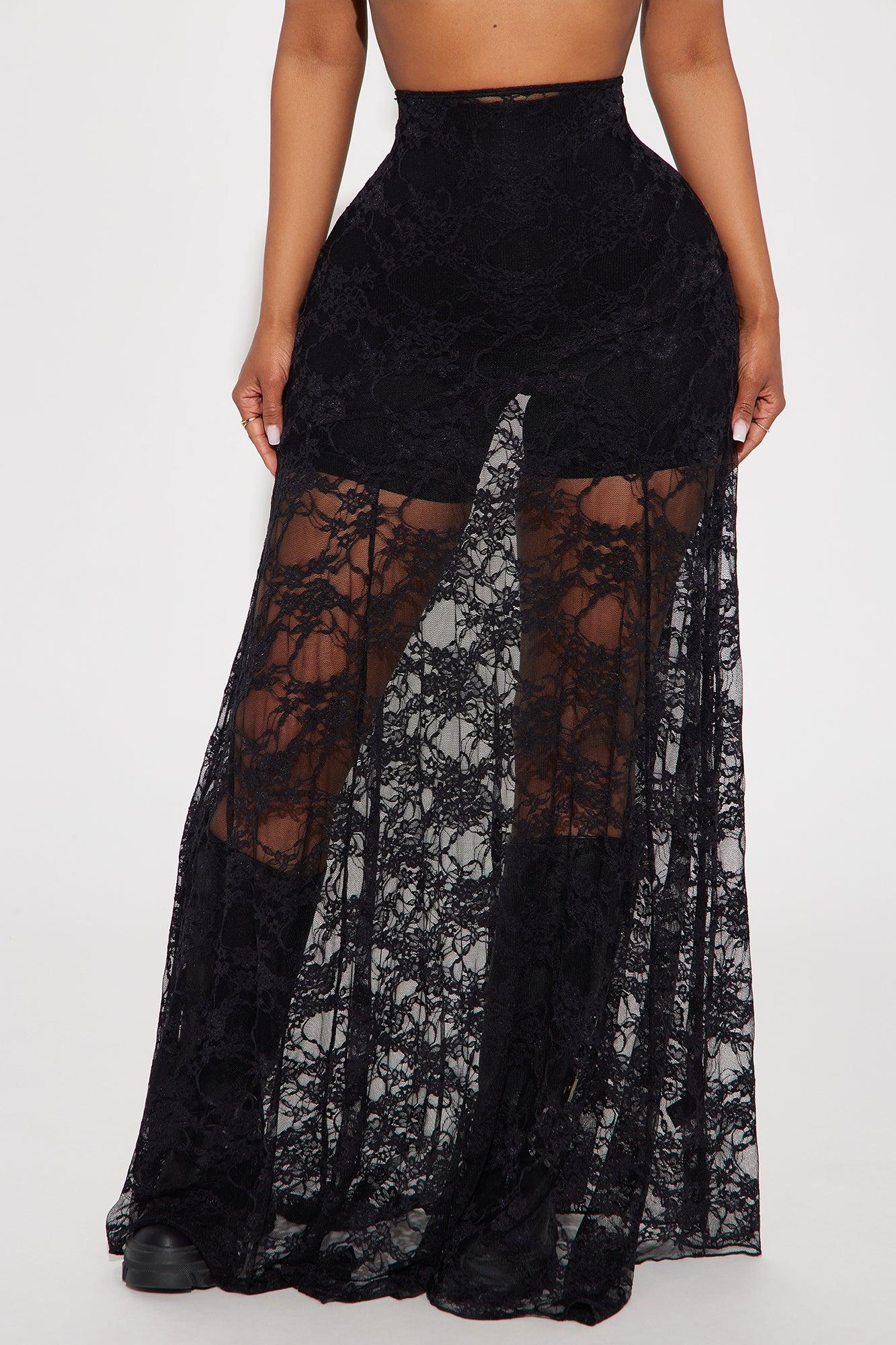 Out Of Touch Lace Maxi Skirt - Black Product Image
