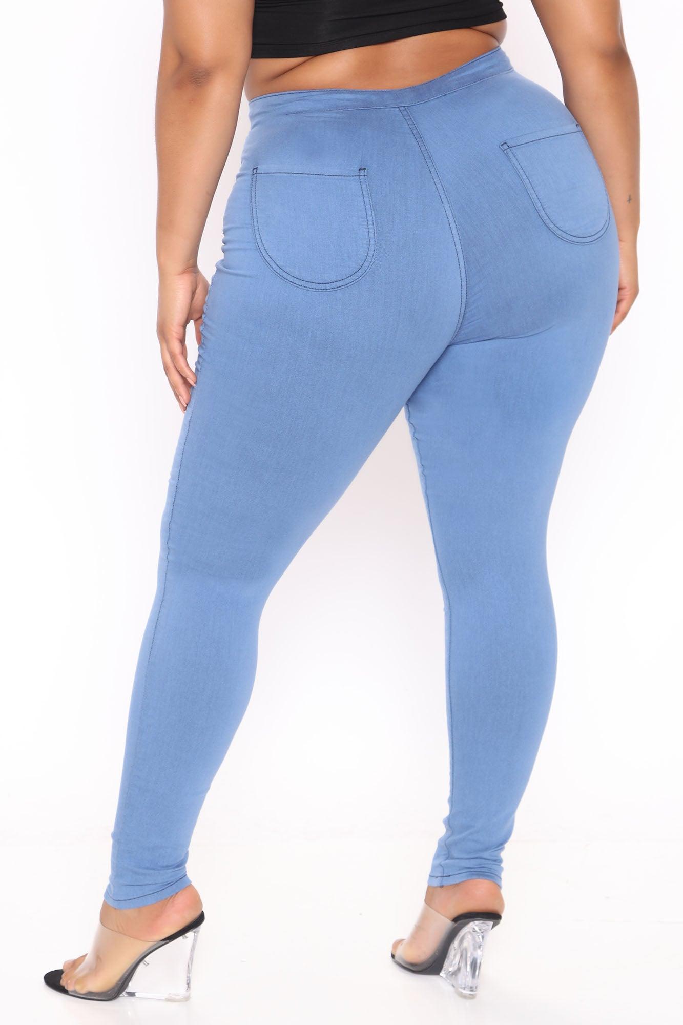 Super High Waist Denim Skinnies - Medium Blue Product Image