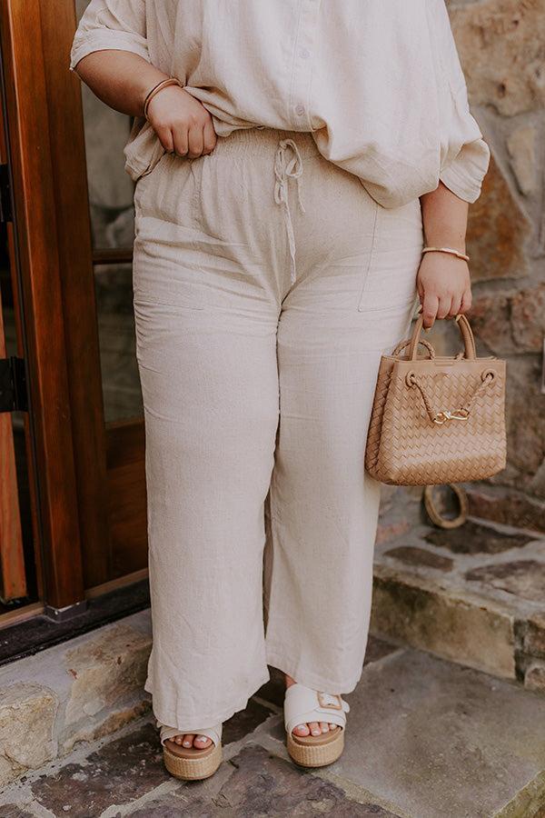 Coastal Town High Waist Linen-Blend Pants Curves Product Image