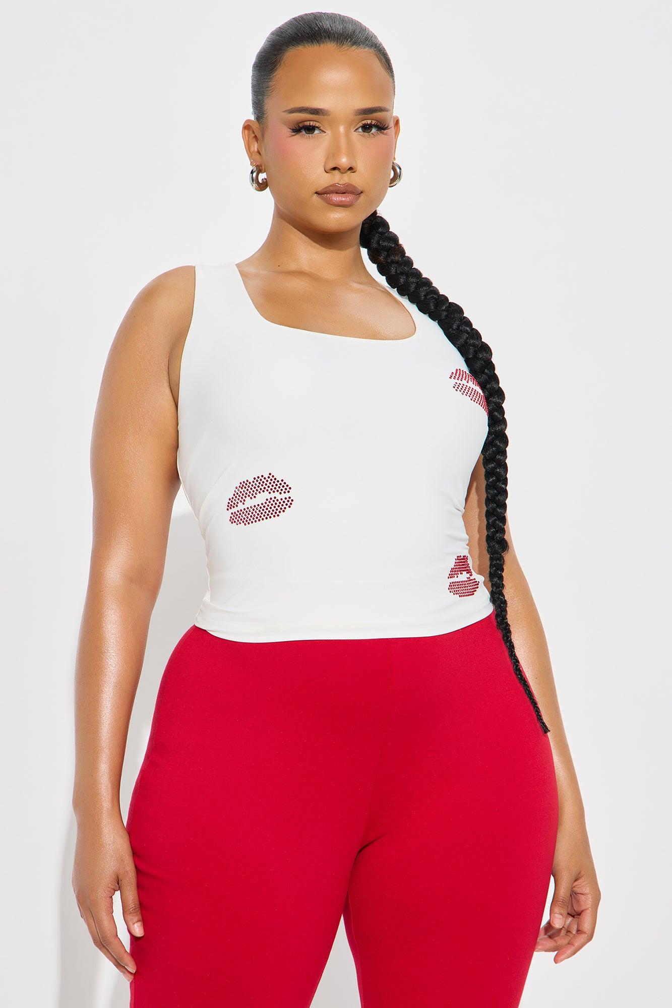 First Kiss Embellished Rhinestone Tank Top - White Product Image