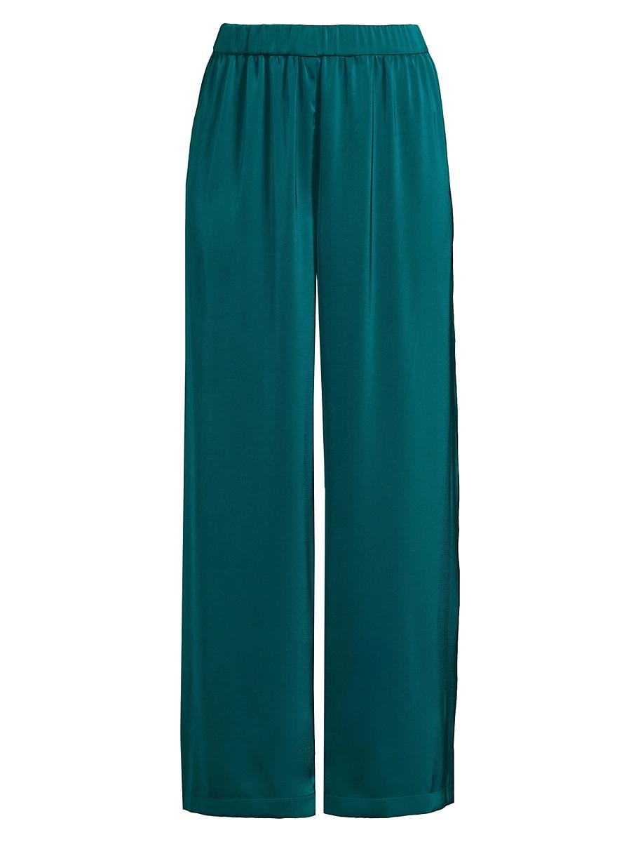 Womens Pleated Charmeuse Wide-Leg Pants Product Image