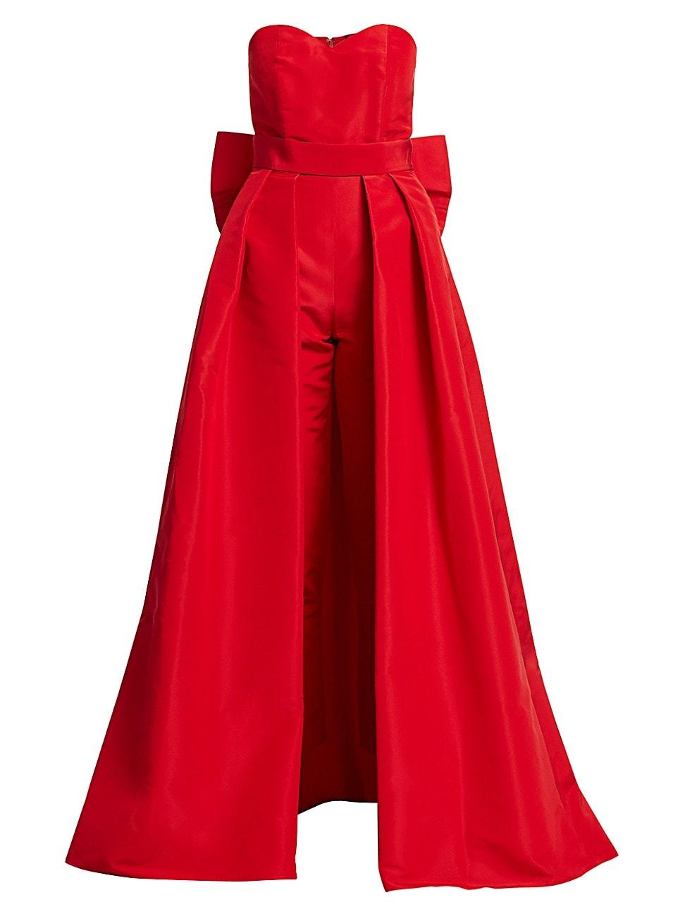 Womens Convertible Bow-Embellished Silk Faille Jumpsuit Product Image