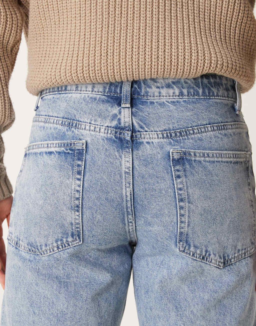 ASOS DESIGN wide flare jeans in light wash blue Product Image