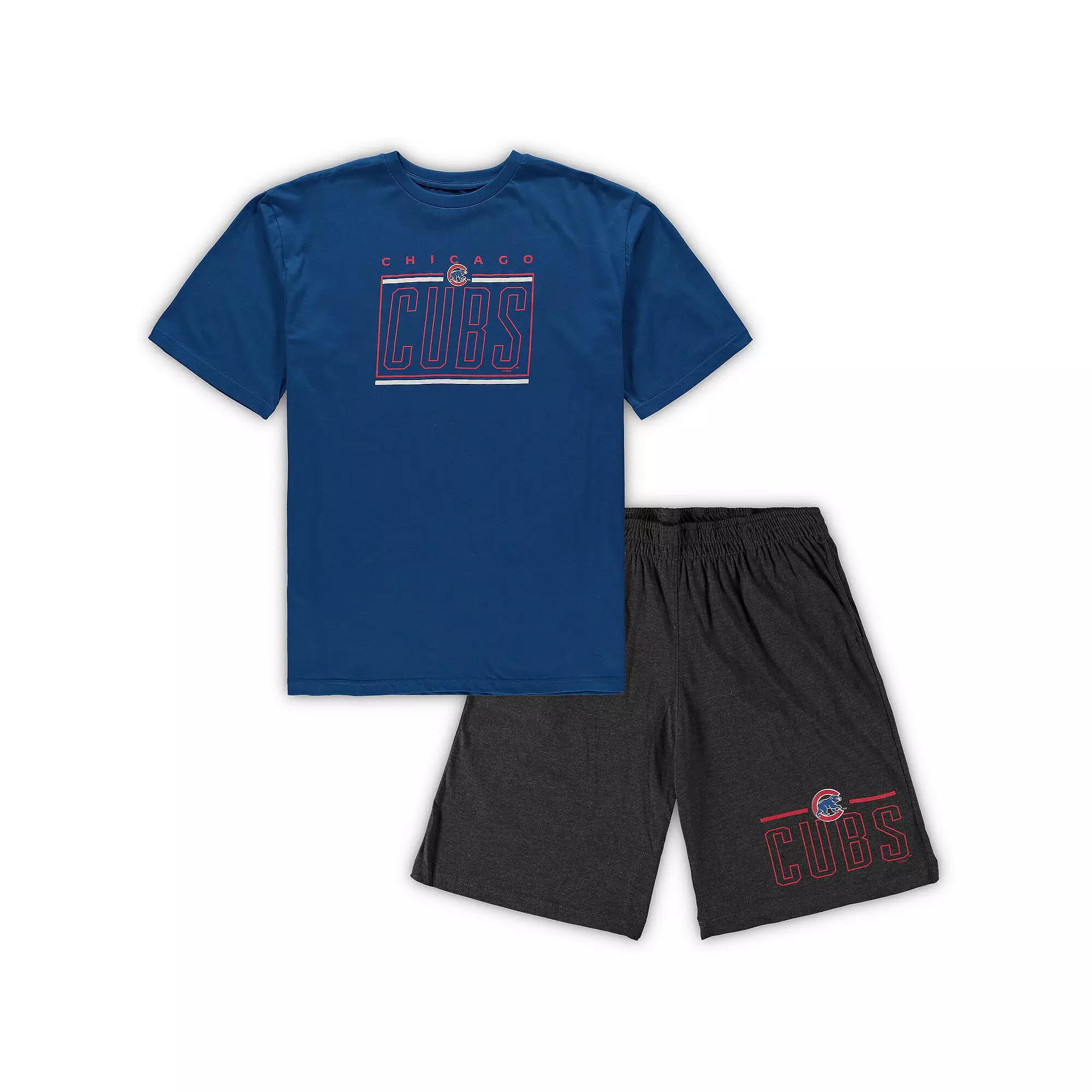 Men's Concepts Sport Royal/Heathered Charcoal Chicago Cubs Big & Tall T-Shirt & Shorts Sleep Set,  Product Image