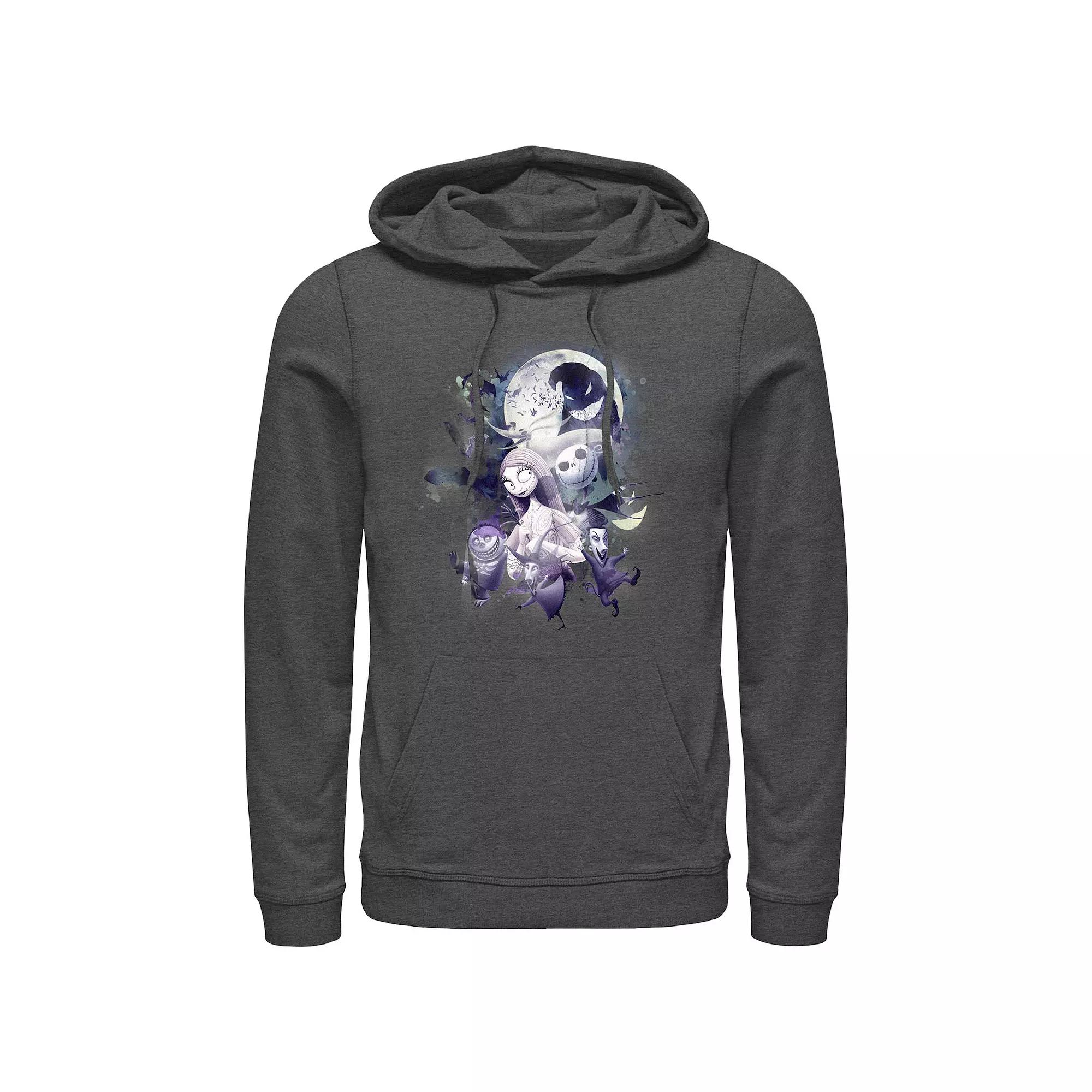 Disney's The Nightmare Before Christmas Glowy Full Moon Men's Graphic Hoodie, Size: Medium, Grey Heather Product Image