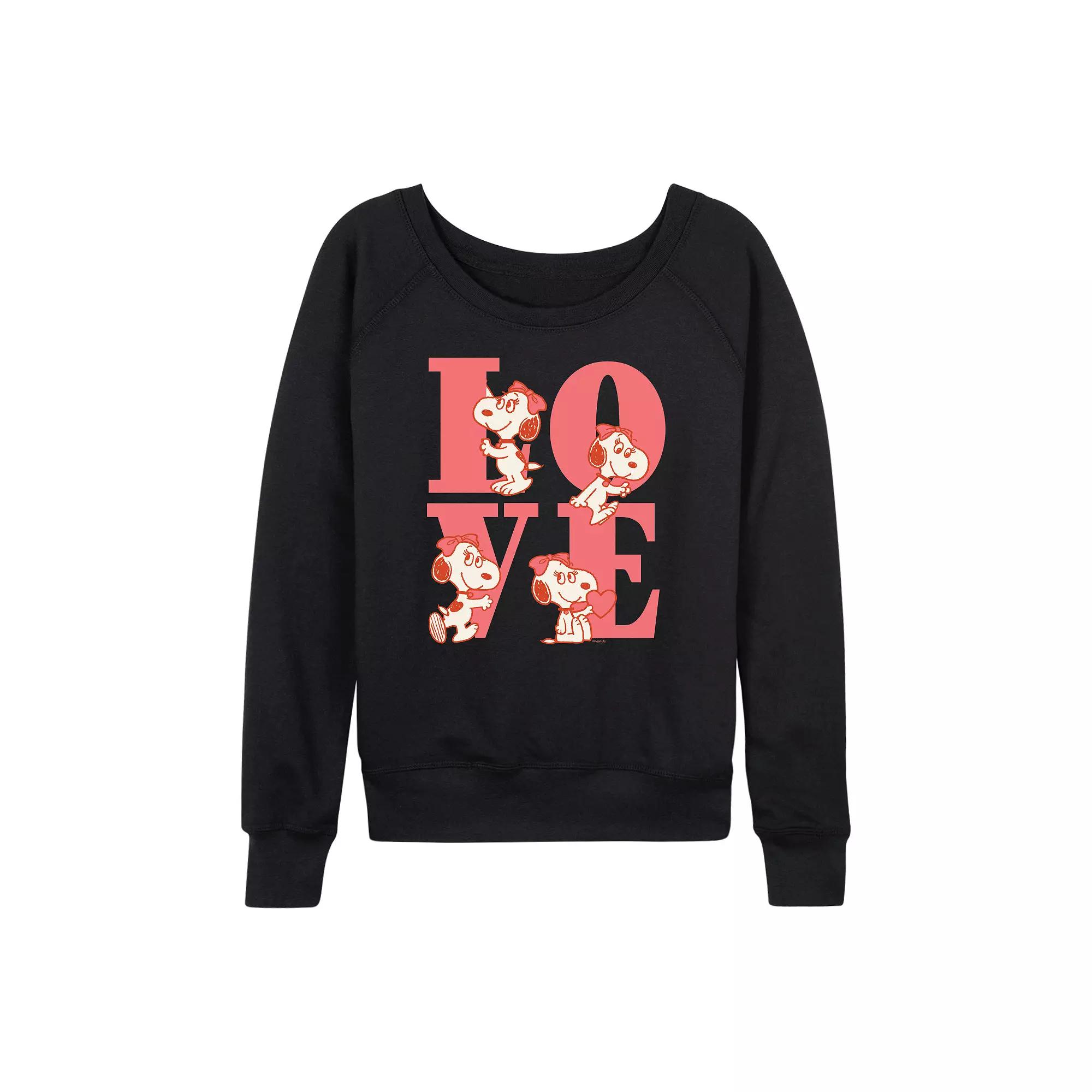 Women's Peanuts Belle Love French Terry Long Sleeve Tee,  Product Image