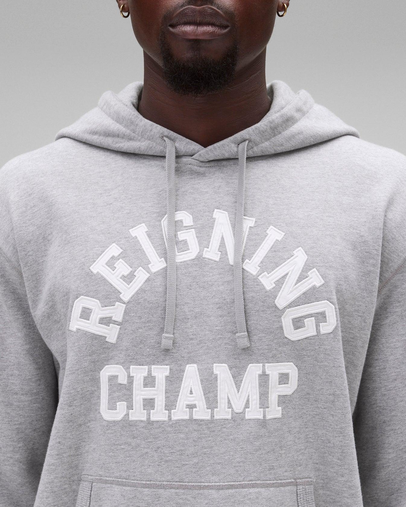Reigning Champ Migweight Terry Arch Logo Hoodie in Heather Grey Product Image