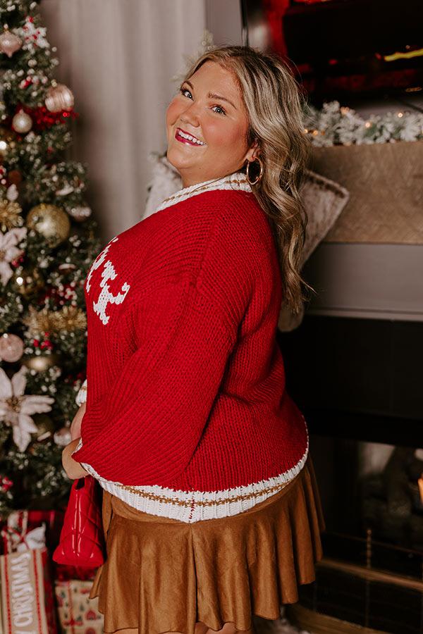 Holiday Vibes Knit Sweater in Merry Red Curves Product Image