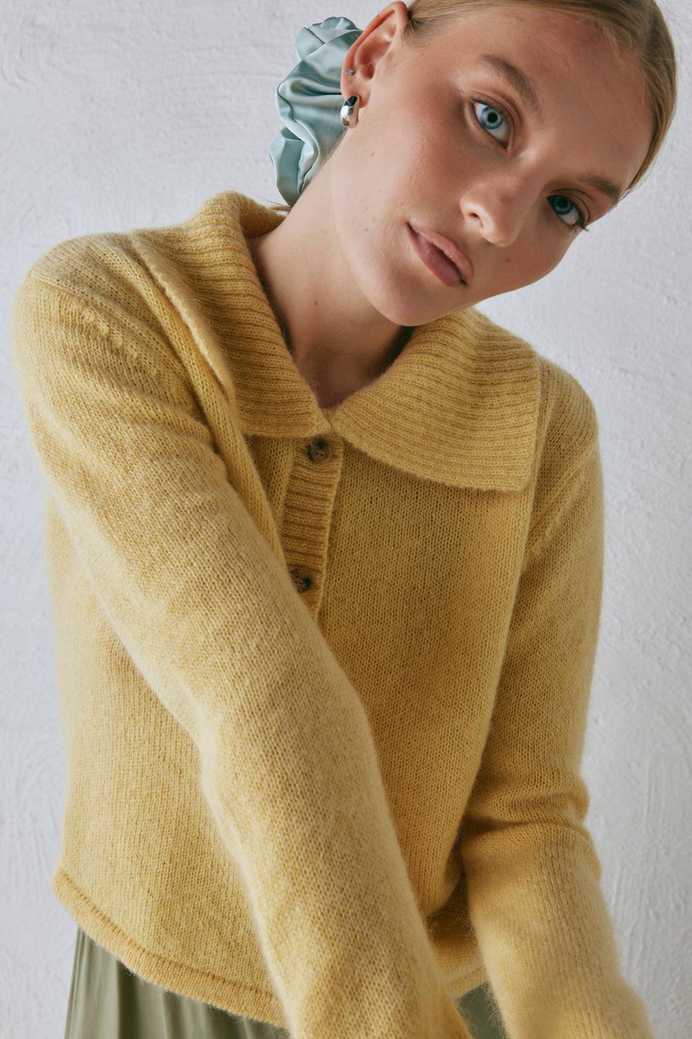 Avery Knit Cardigan Lemon Product Image