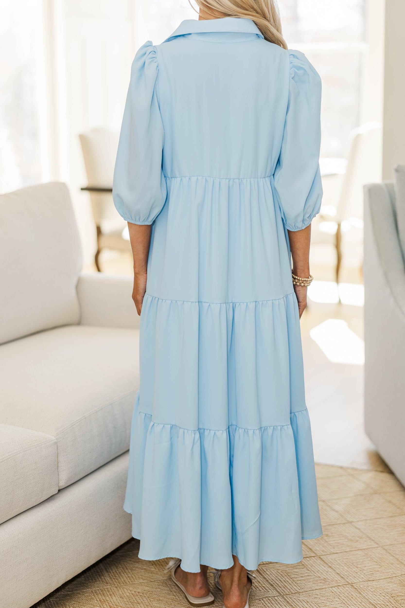NURSING COLLECTION: Love Found Blue Tiered Midi Dress Female Product Image