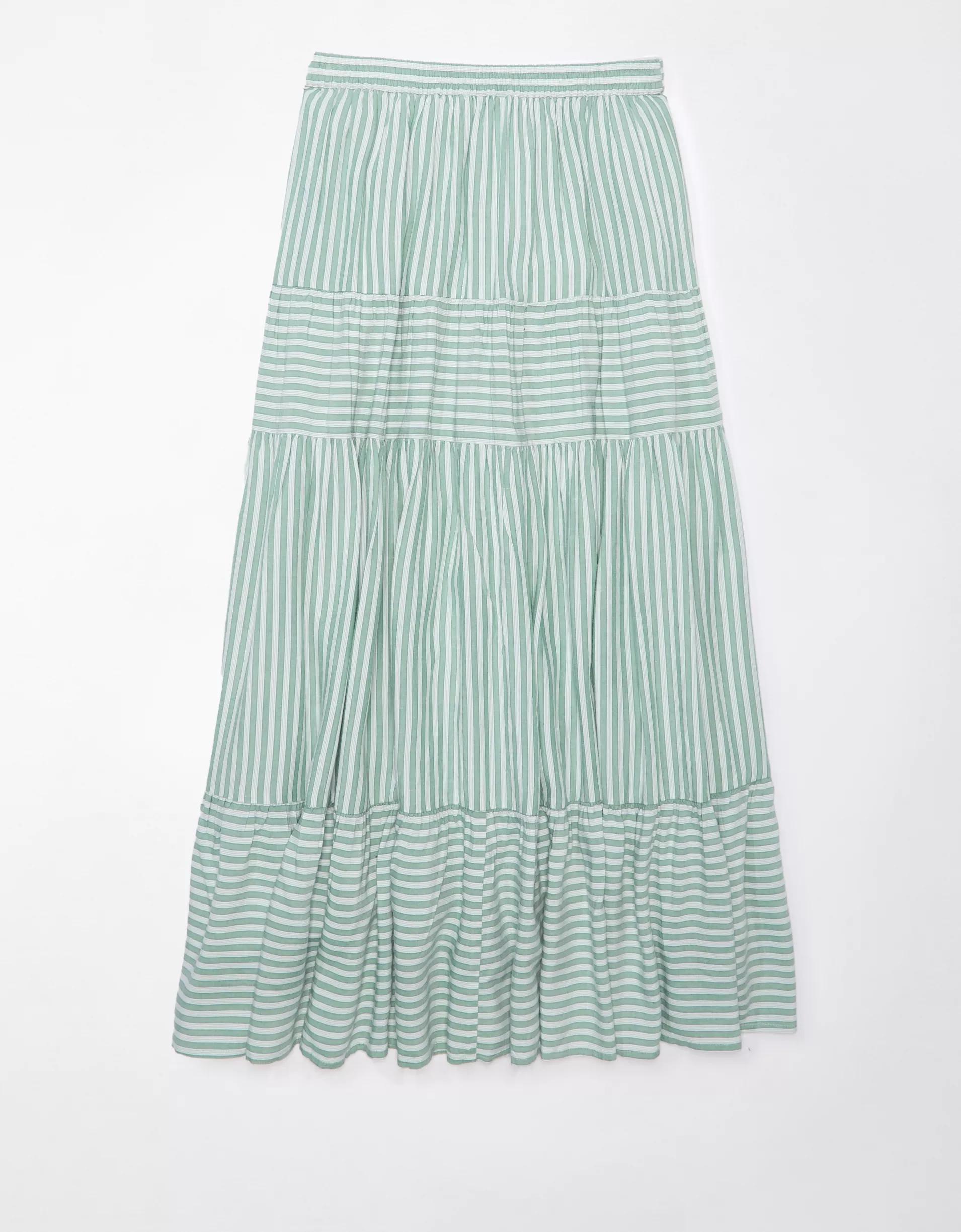 AE High-Waisted Multi Striped Maxi Skirt Product Image