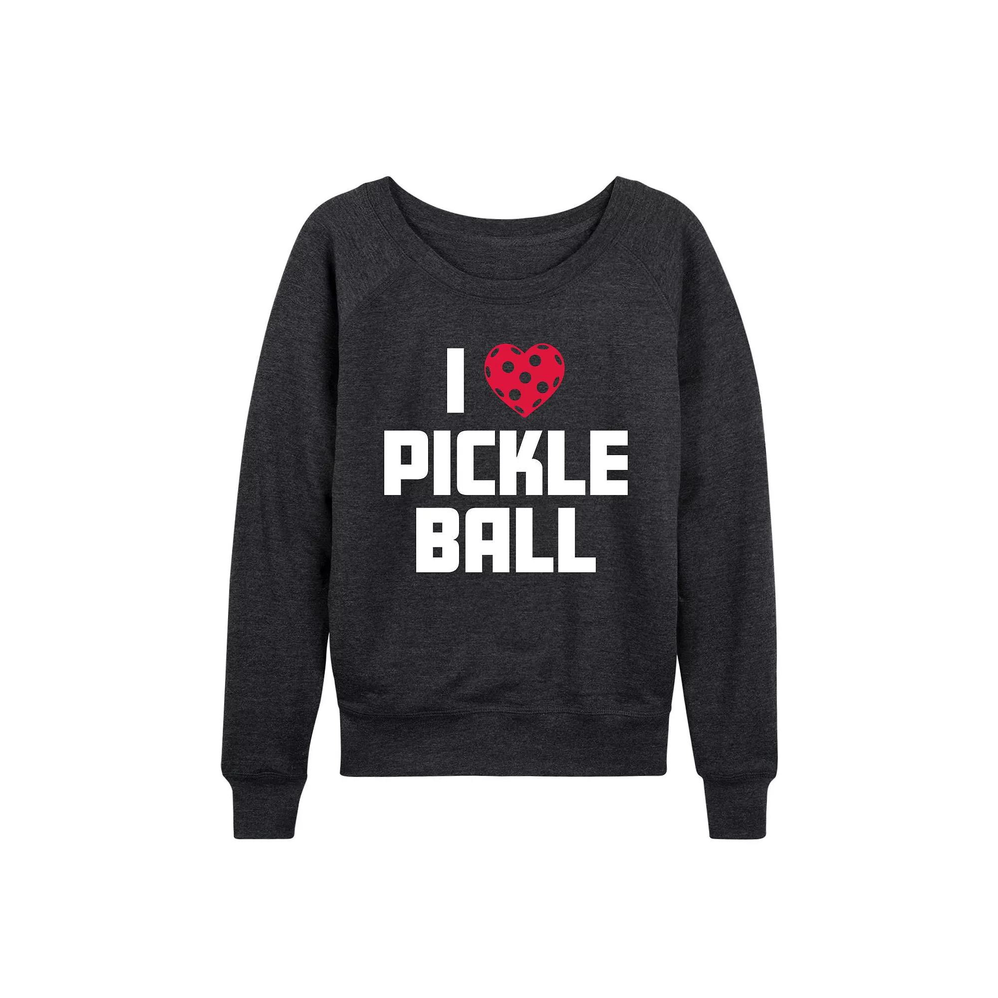 Women's I Love Pickleball French Terry Long Sleeve Tee, Girl's, Size: Small, Grey Gray Product Image