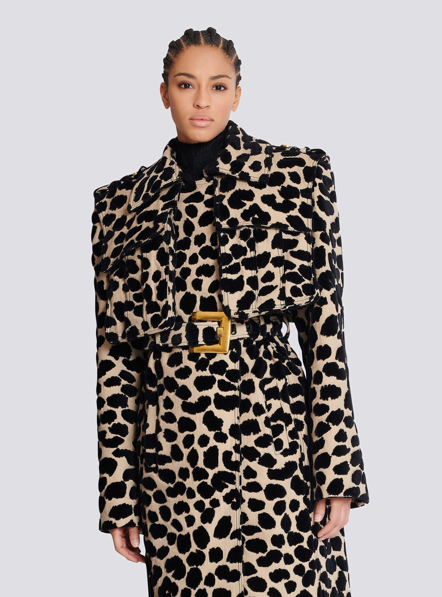 Leopard print jacquard belted trench Product Image