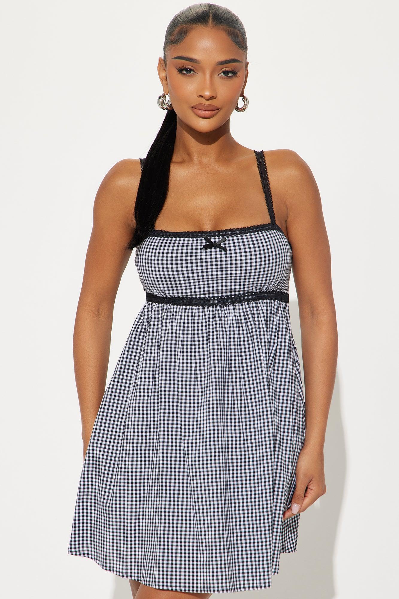 Remy Gingham Micro Mini Dress - Black/combo Product Image