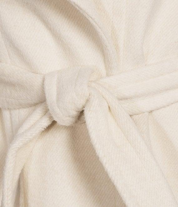 Donna Karan Petite Size Wool Blend Asymmetrical Wing Collar Belted Wrap Coat Product Image