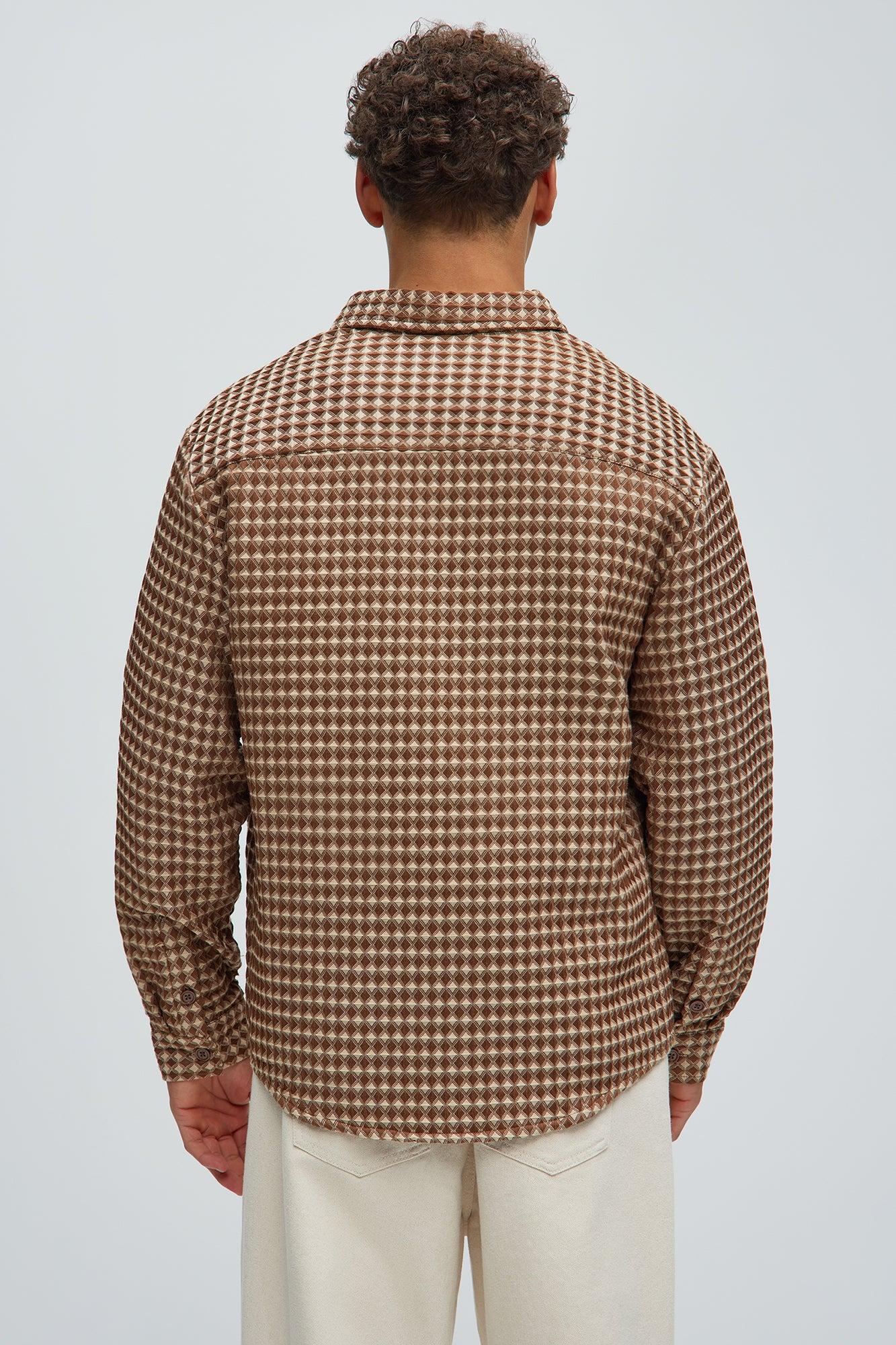 Runnin 'Round Button Up Shirt - Brown/combo Product Image