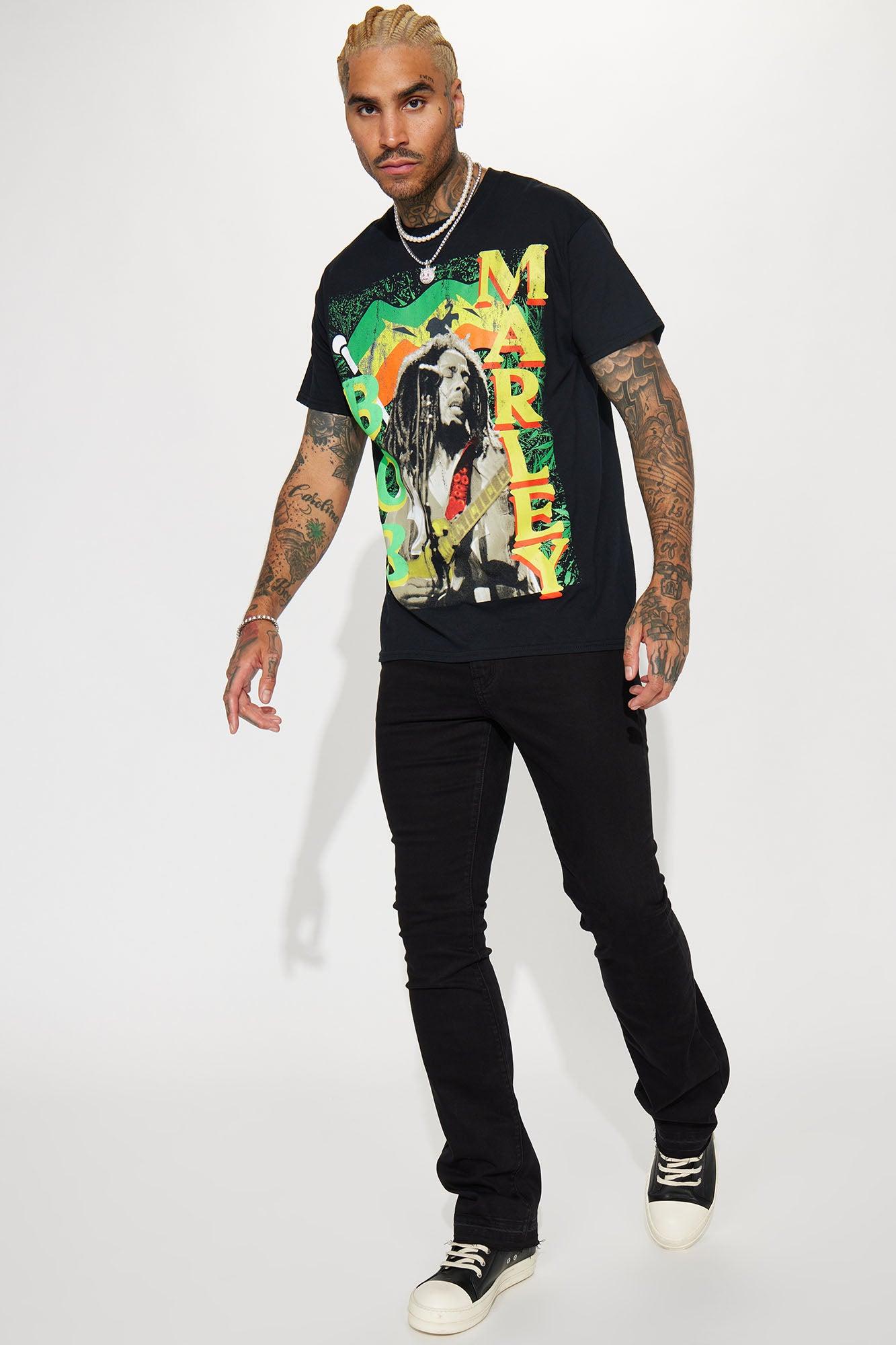 Bob Marley Rasta Flag Short Sleeve Tee - Black Product Image