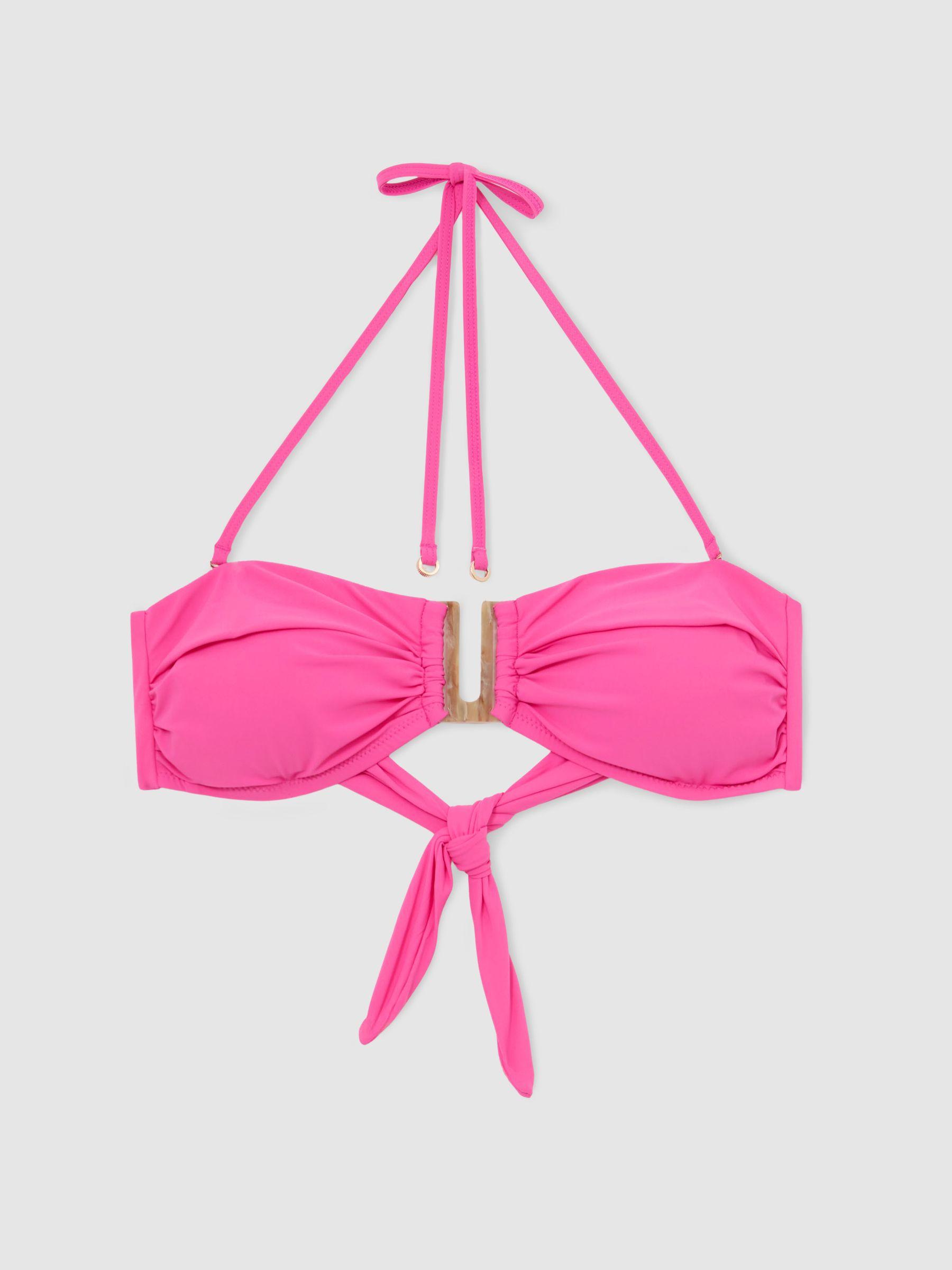 Removable Strap Bandeau Bikini Top in Pink Product Image
