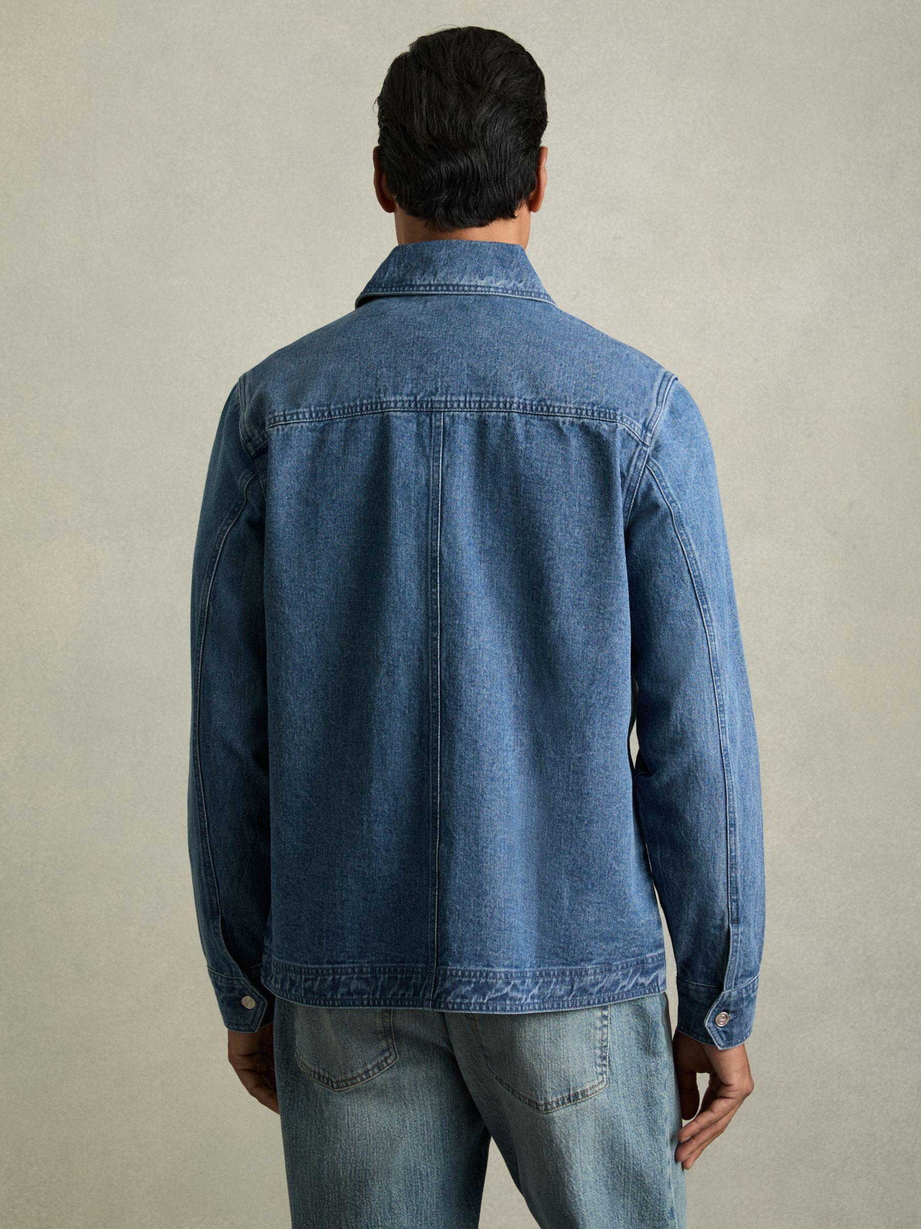 Cotton-Denim Button-Through Overshirt in Light Blue Wash Product Image