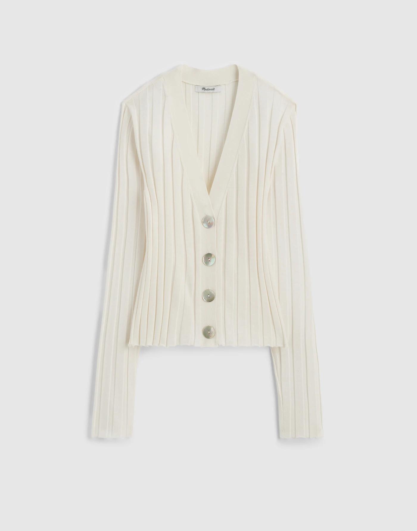 Ribbed V-Neck Cardigan Product Image