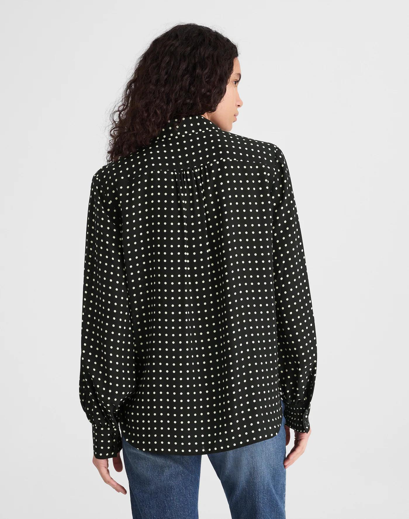 Shirred Button-Up Top in 100% Silk Product Image