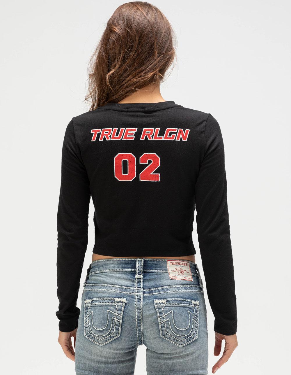 TRUE RELIGION Seaming Moto Womens Long Sleeve Top - BLACK Product Image