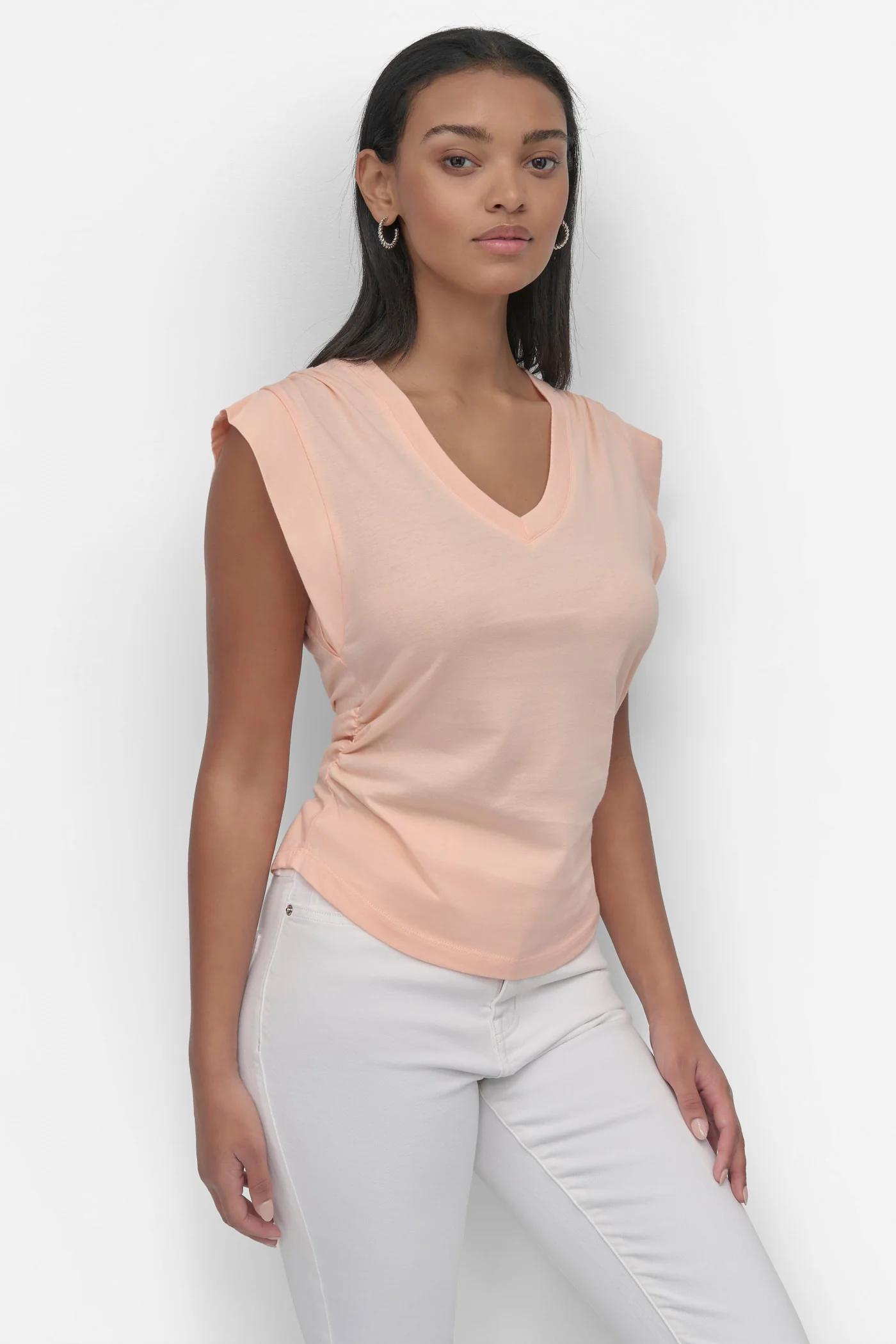 VNECK RUCHED SHOULDER TEE Product Image