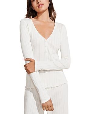 Eberjey Pointelle V Neck Henley Top Product Image