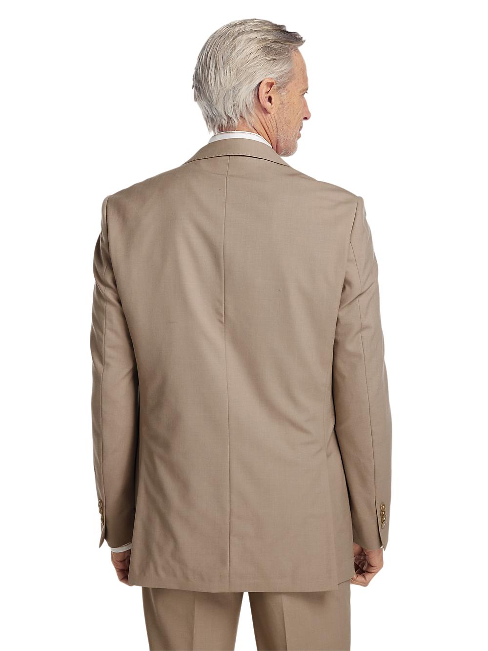 Wool Stretch Bengaline Peak Lapel Suit Jacket - Light Tan Product Image