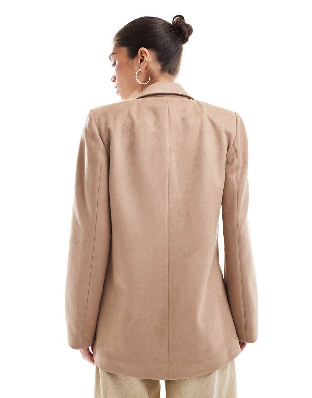ASOS DESIGN suedette oversized blazer in tan | ASOS Product Image