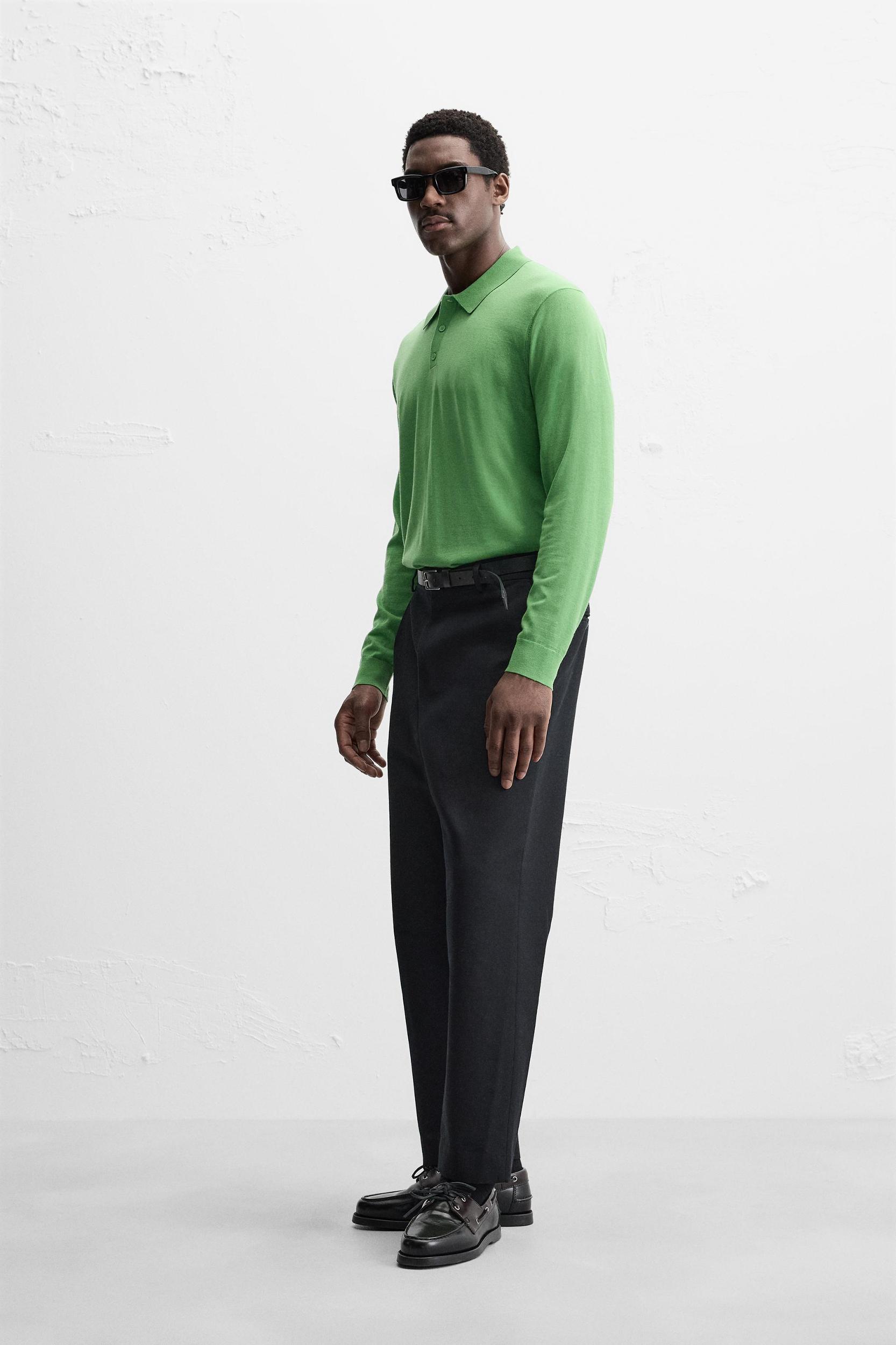 100% WOOL KNIT POLO SHIRT Product Image