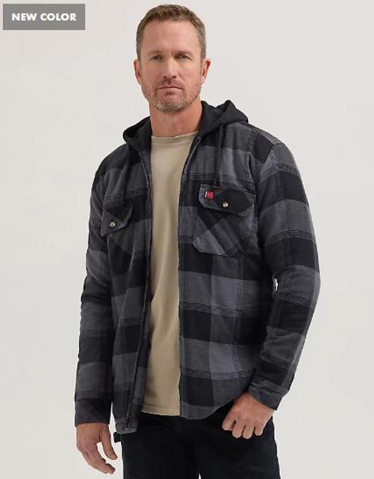 SALE Wrangler Riggs® Men's Black/Grey Flannel Hooded Jacket Product Image
