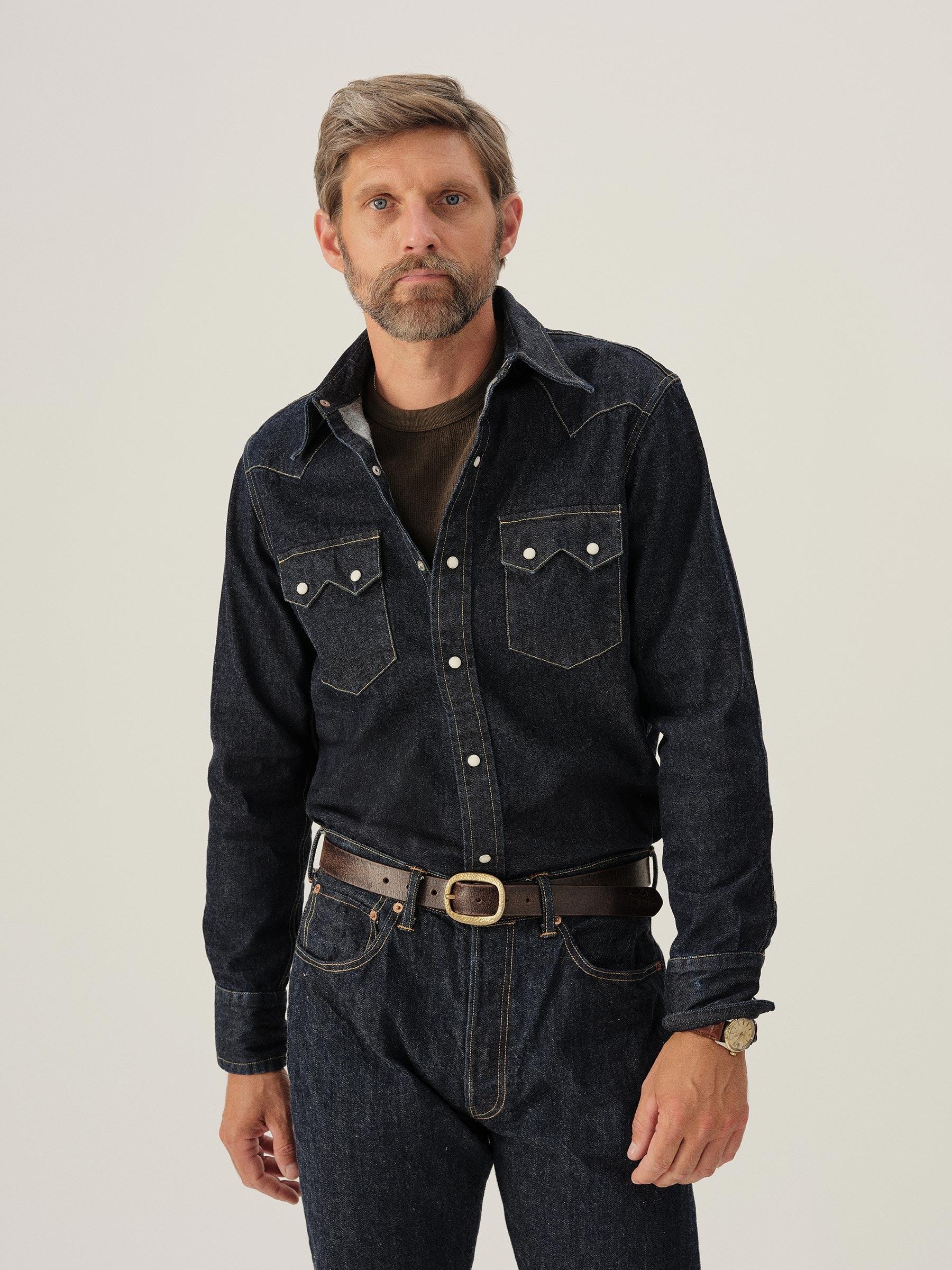 D034 Japanese Denim Sawtelle Sawtooth Western Shirt Product Image