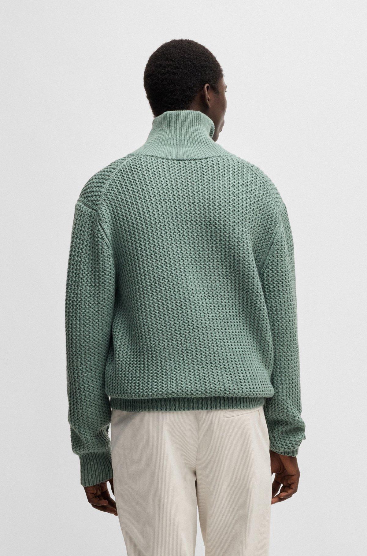 Wool regular-fit sweater with buttoned placket Product Image