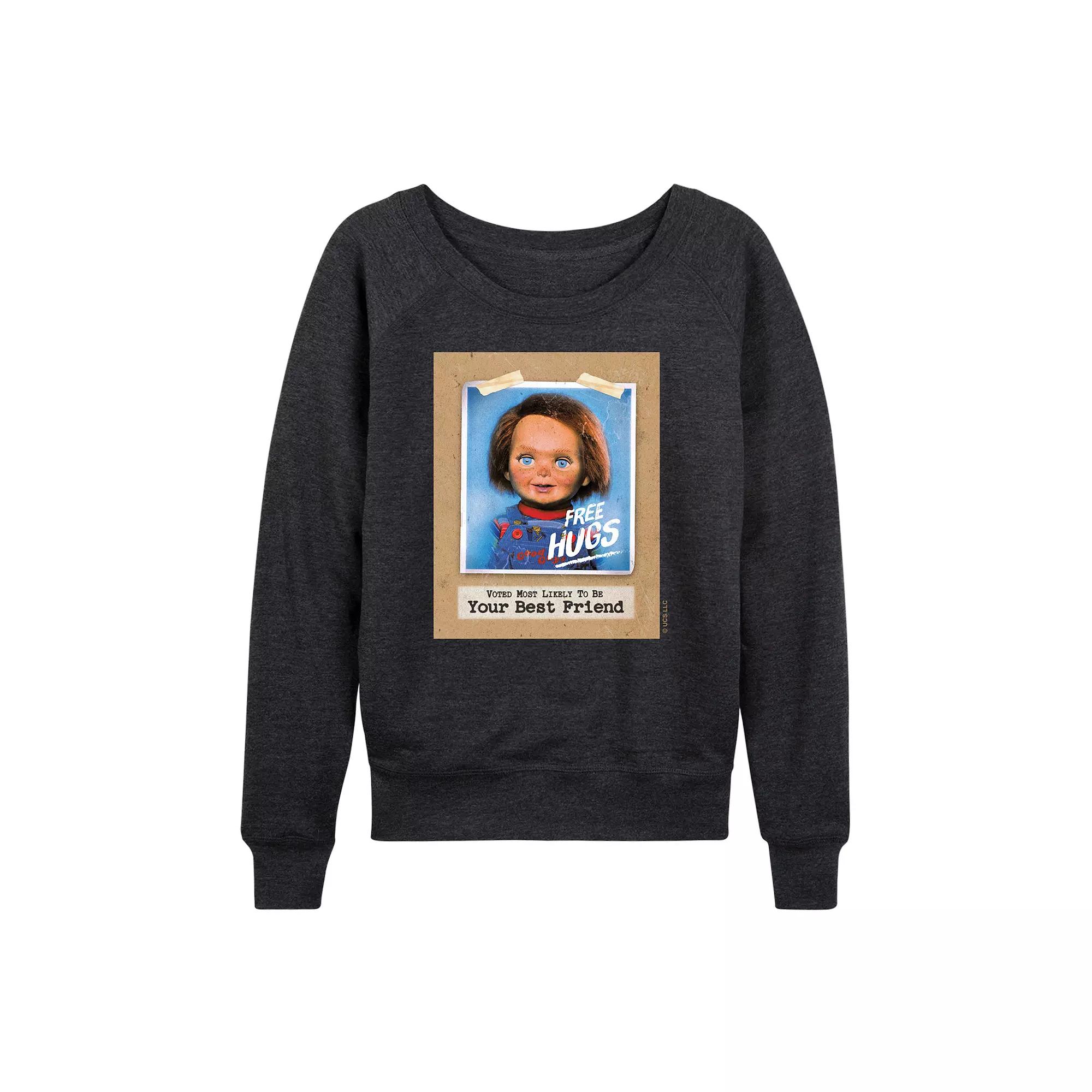 Women's Chucky Free Hugs French Terry Long Sleeve Tee,  Product Image