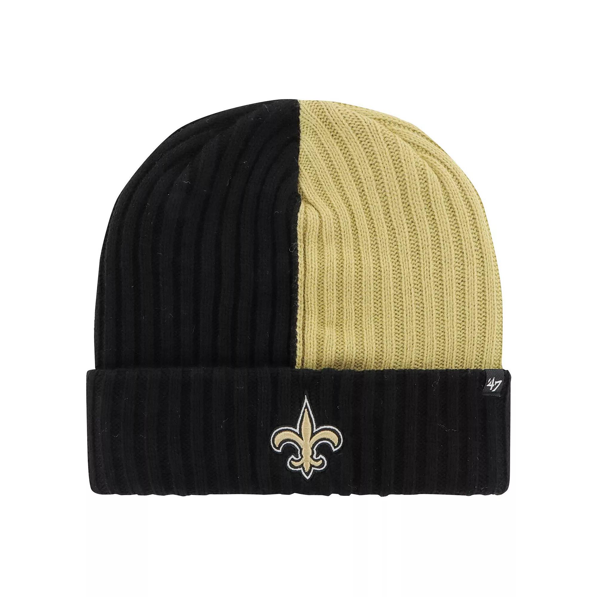 Men's '47 Black New Orleans Saints Fracture Cuffed Knit Hat Product Image