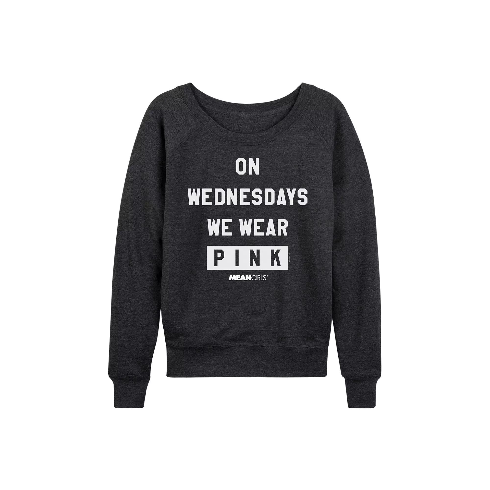 Women's Mean Girls Wear Pink French Terry Long Sleeve Tee,  Product Image