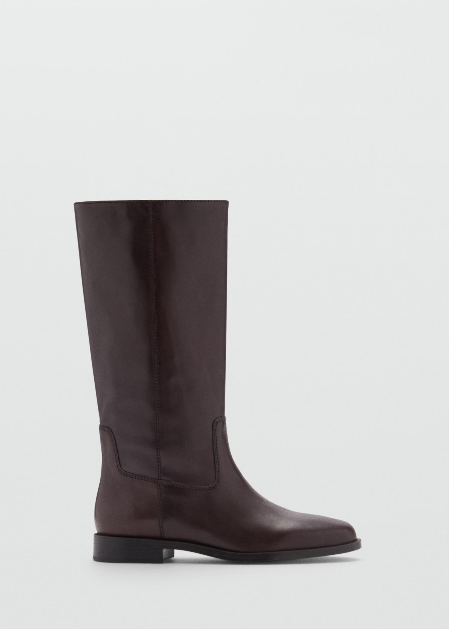 Knee-high leather boots - Women | MANGO USA Product Image