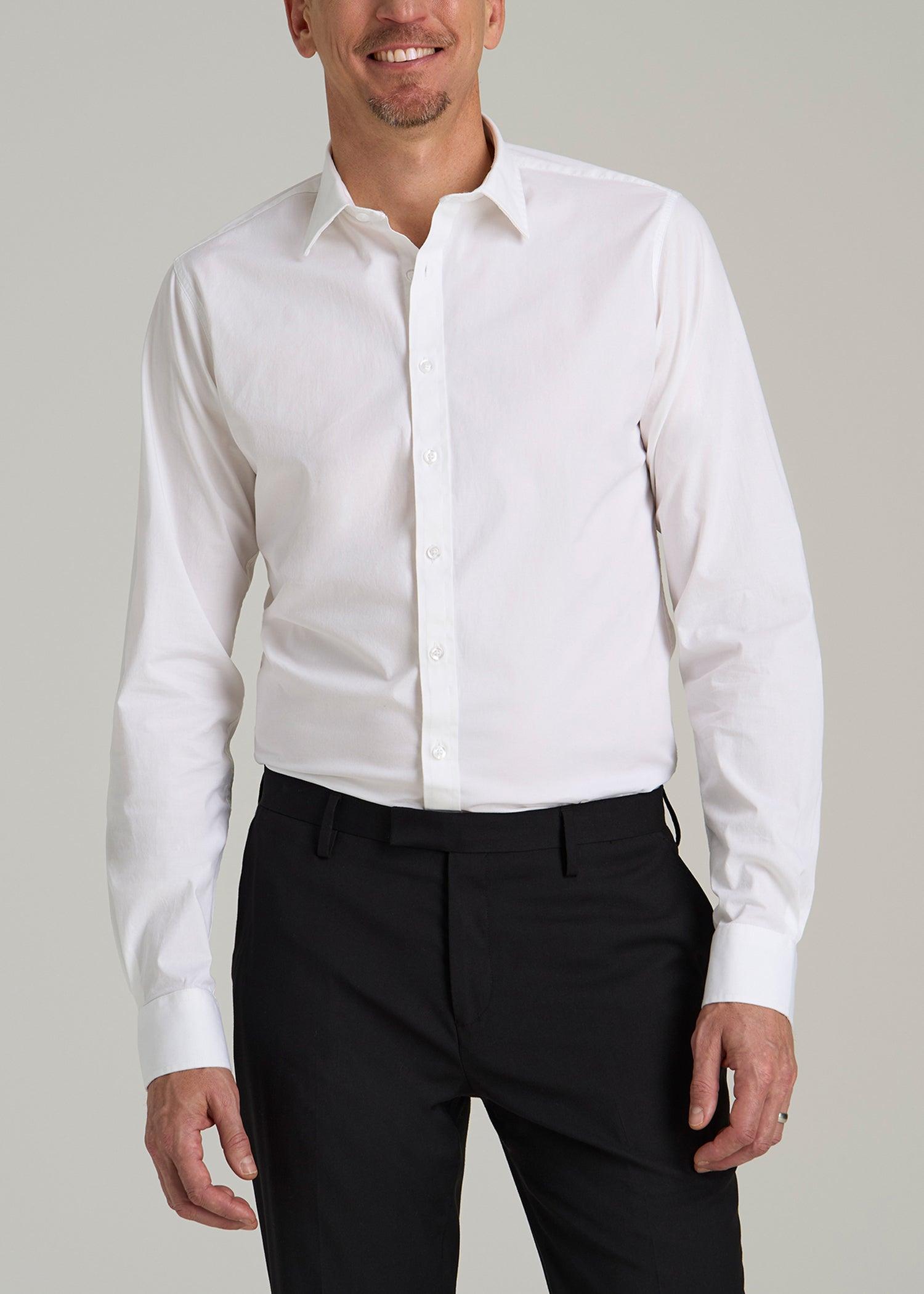Oskar Button-Up Dress Shirt for Tall Men in Bright White Male Product Image