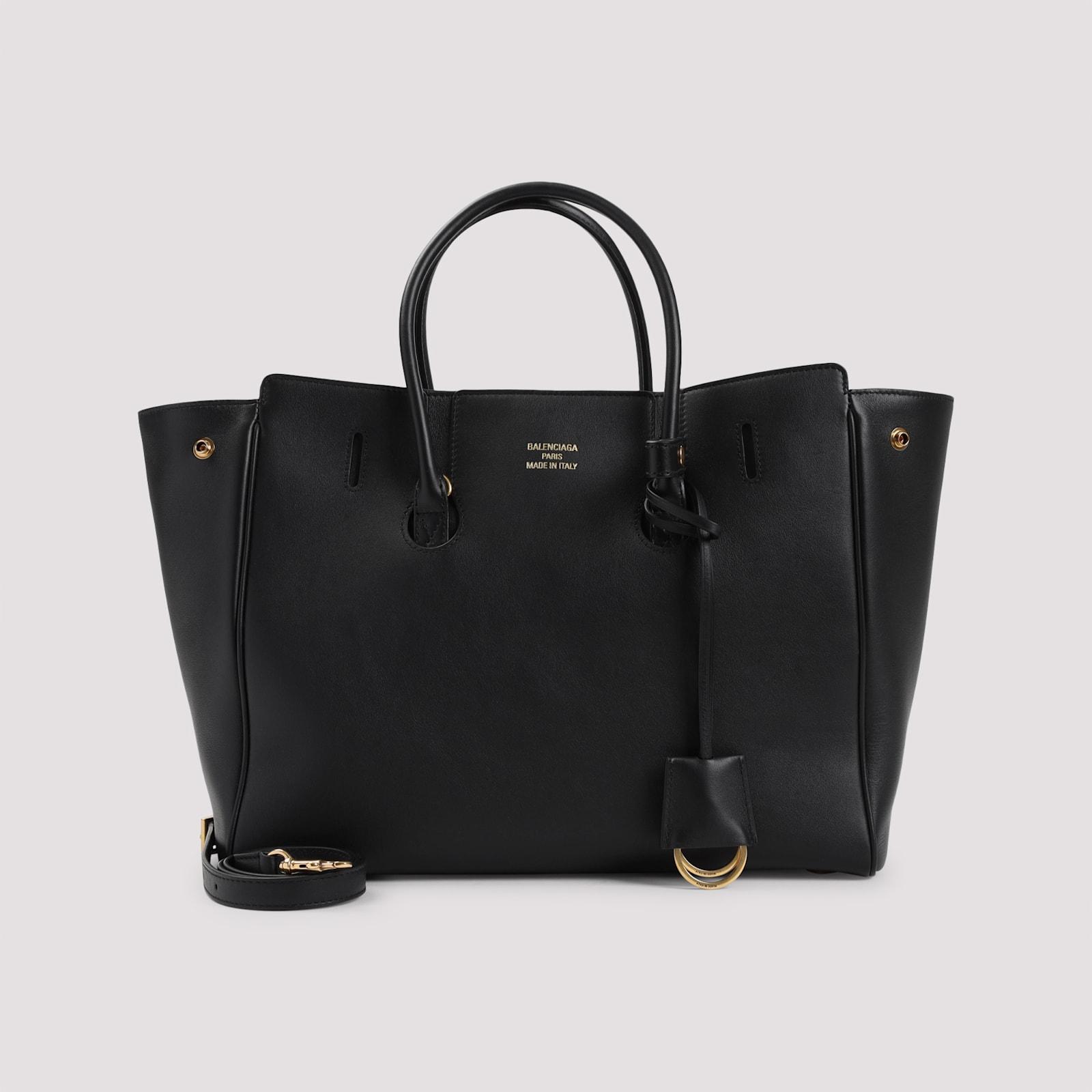 BALENCIAGA Women Black Leather Mini Carry All Hampton Shopping Bag Product Image