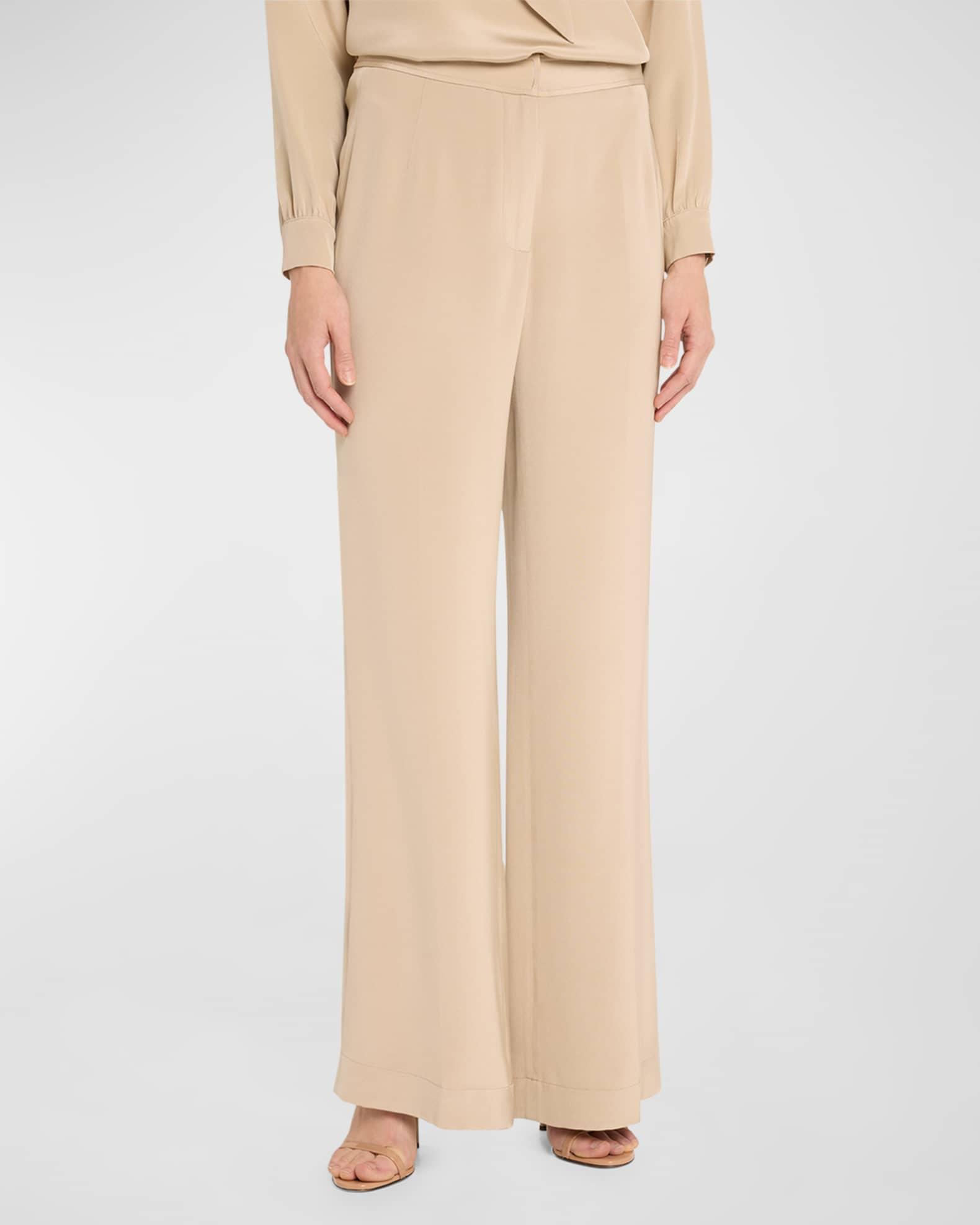 Fawn Wide-Leg Silk Trousers Product Image