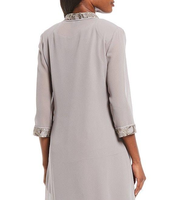 Le Bos Round Neck 3/4 Sleeve Embroidered Sequin Trim 3-Piece Pant Set Product Image