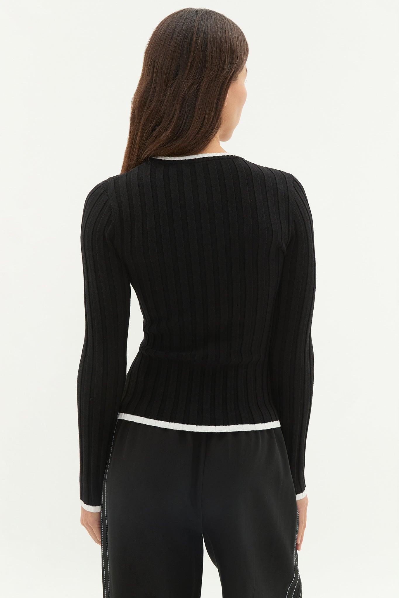 Contrast Long Sleeve Knit Top 438 Product Image