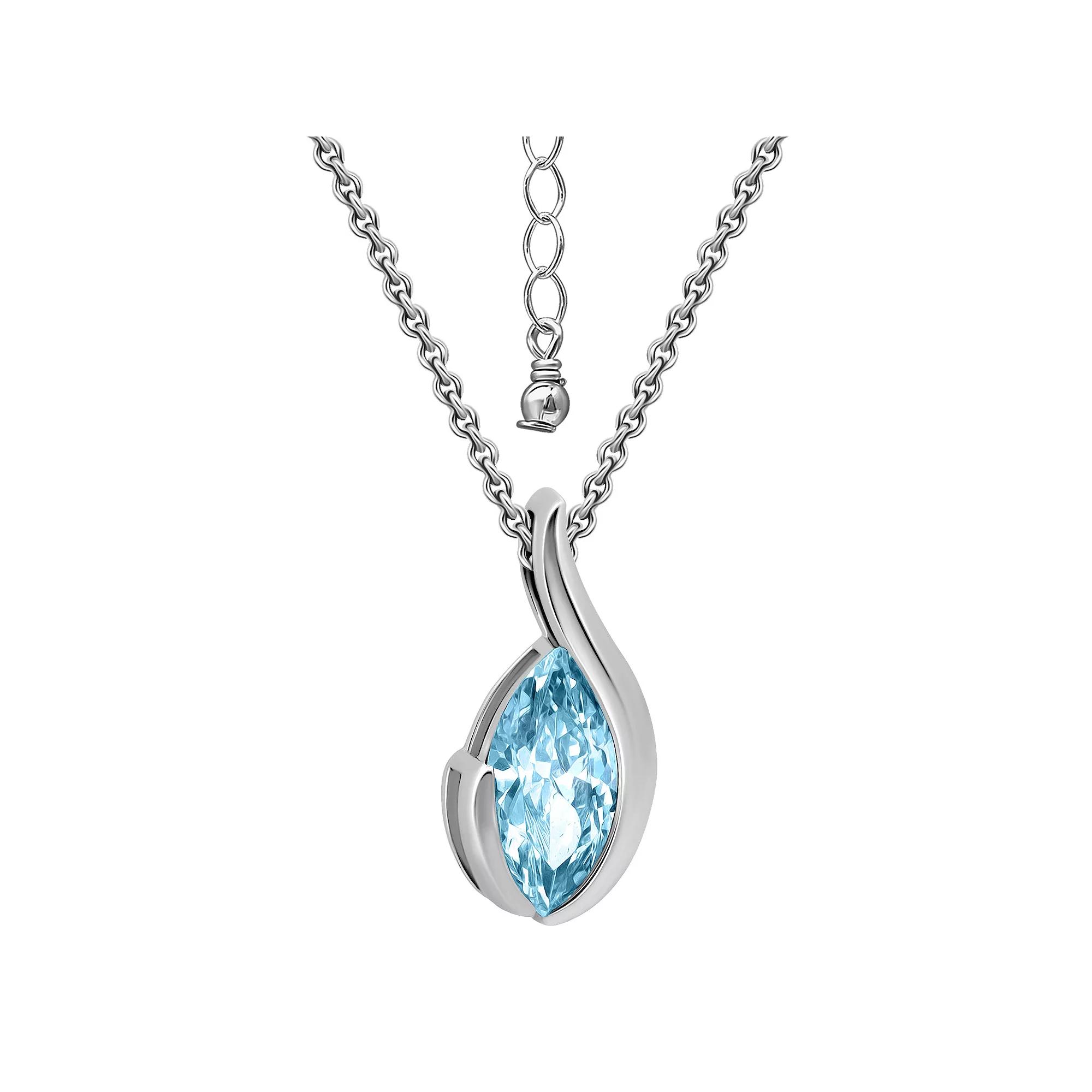 Aleure Precioso Sterling Silver Marquise Gemstone Pendant Necklace, Women's, Size: 18", Silver Tone Blue Product Image
